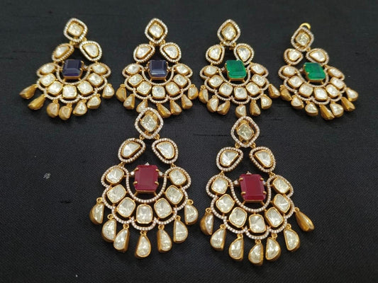 Real Mosanite Stone Earrings Gold Plated handmade with Cubic Zirconia's